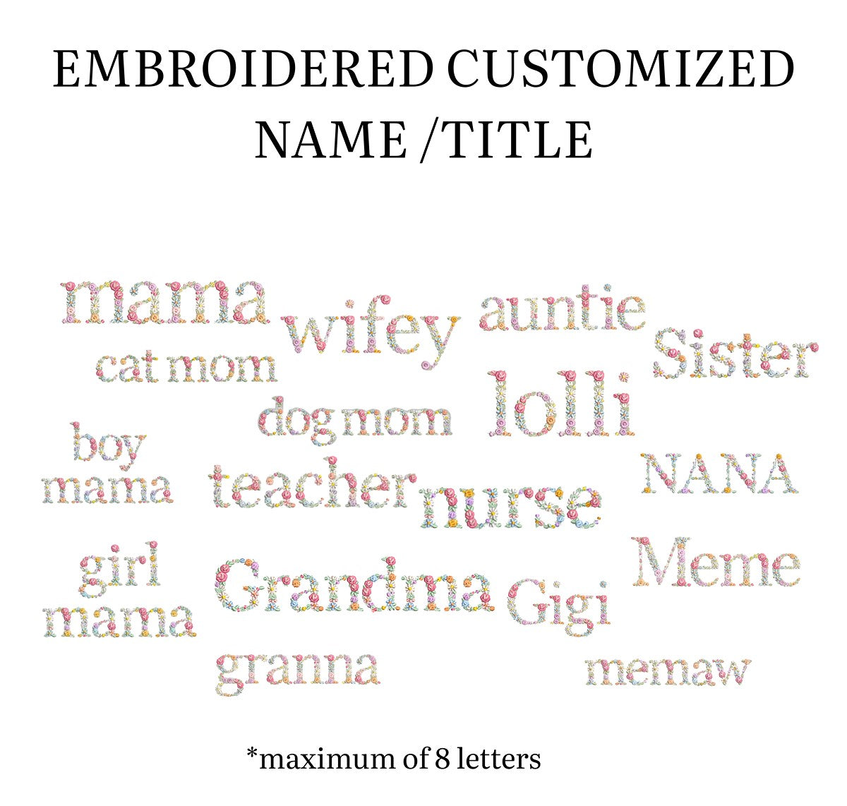Customized name embroidered t-shirt