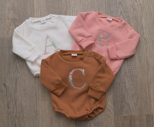 Initial Monogram Fleece Romper