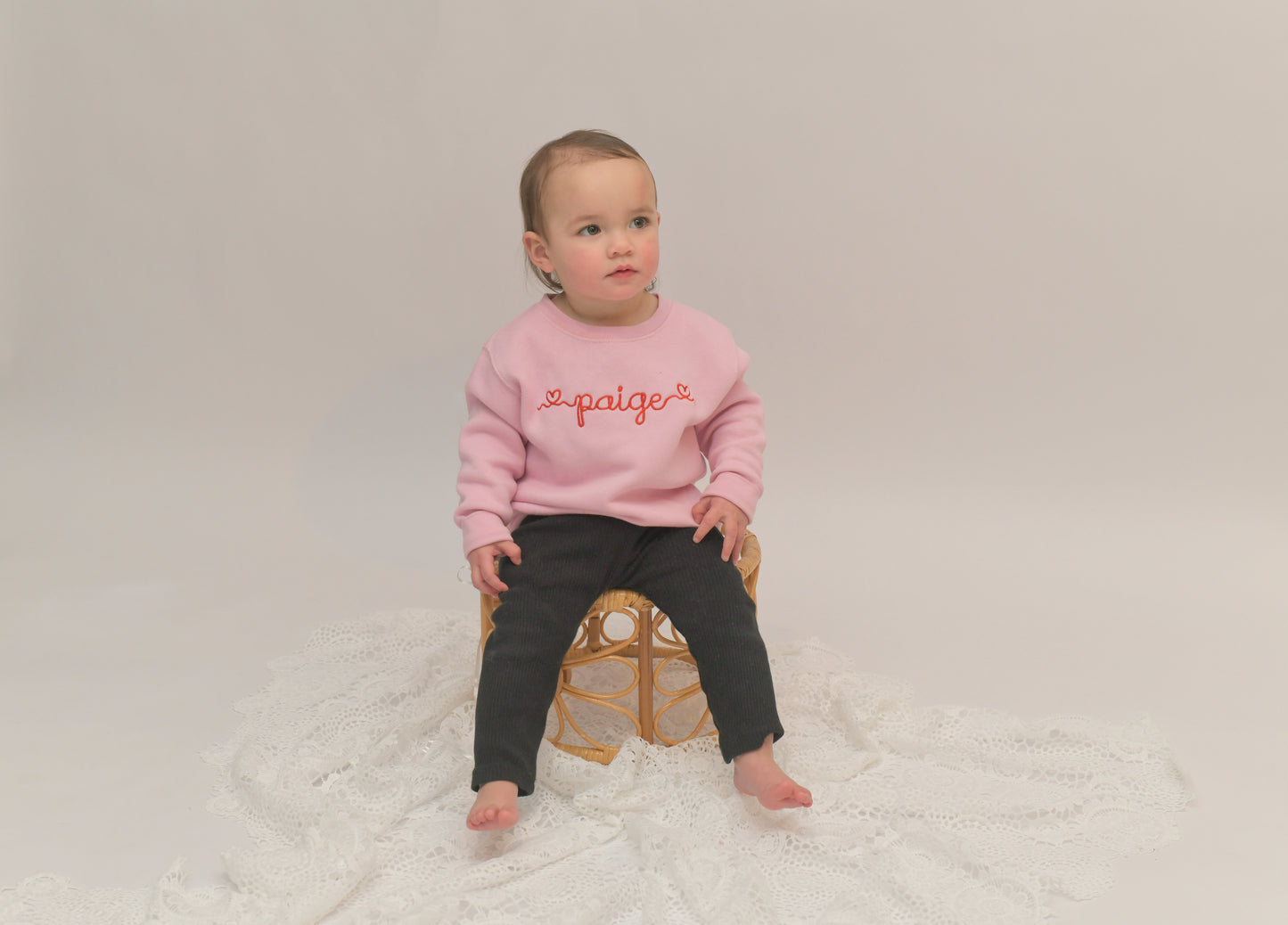 Embroidered Name Valentines Day Sweatshirt
