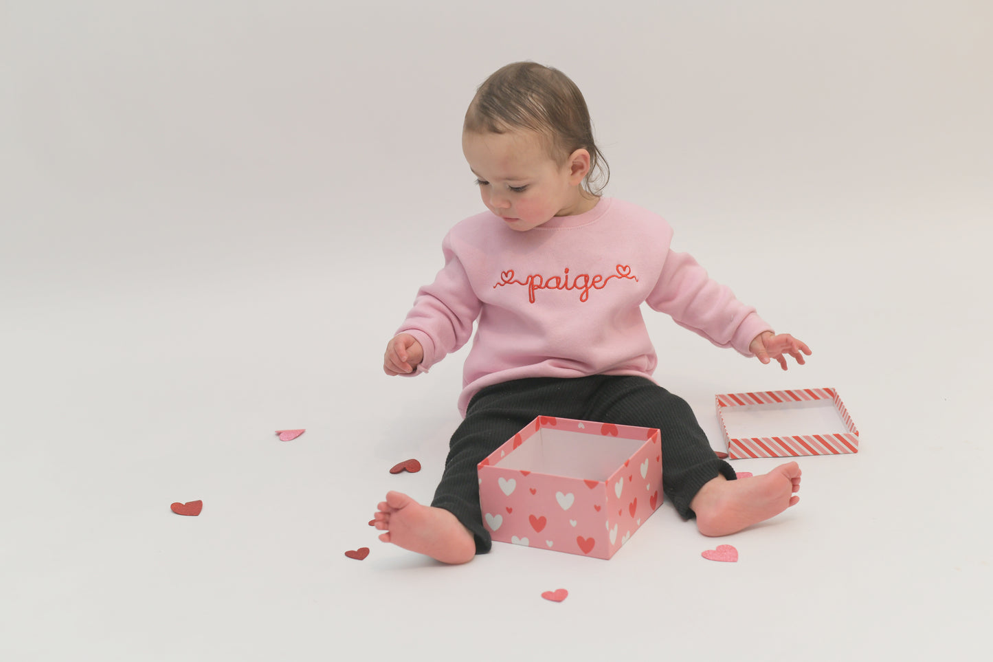 Embroidered Name Valentines Day Sweatshirt