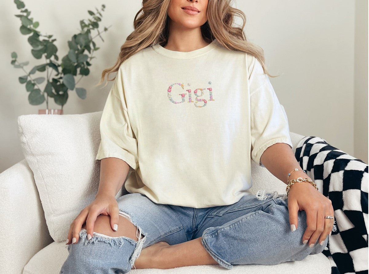 Customized name embroidered t-shirt