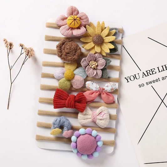 10 pcs Soft Floral and Bows Baby Headbands