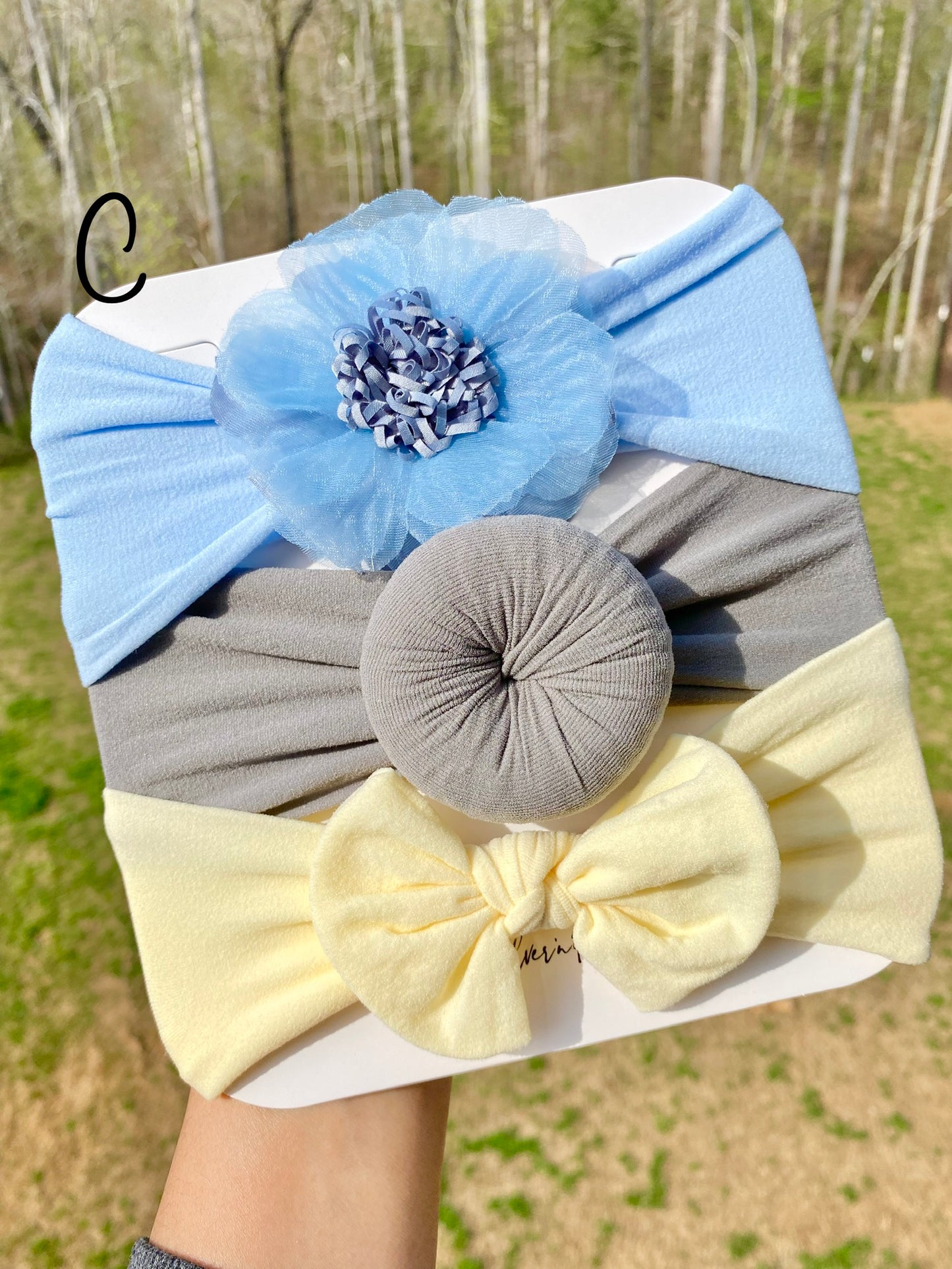 3 Pcs. set Nylon Elastic Baby Headband, Bows Knotted Headband