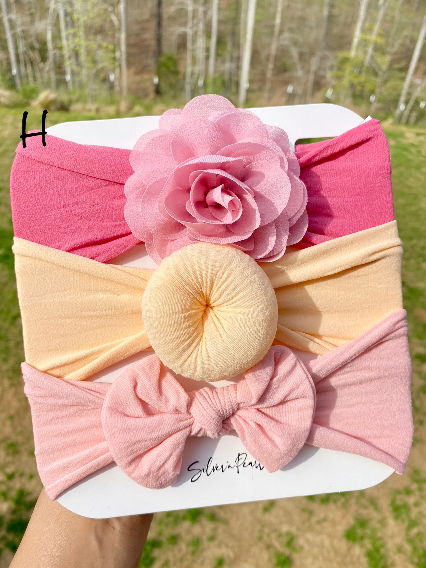 3 Pcs. set Nylon Elastic Baby Headband, Bows Knotted Headband