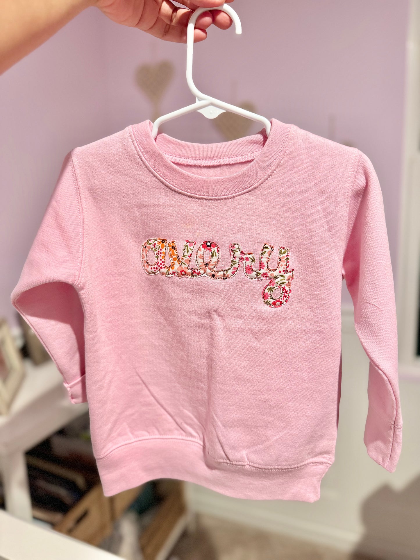 Applique name sweatshirt | Kids Custom Monogram Pullover