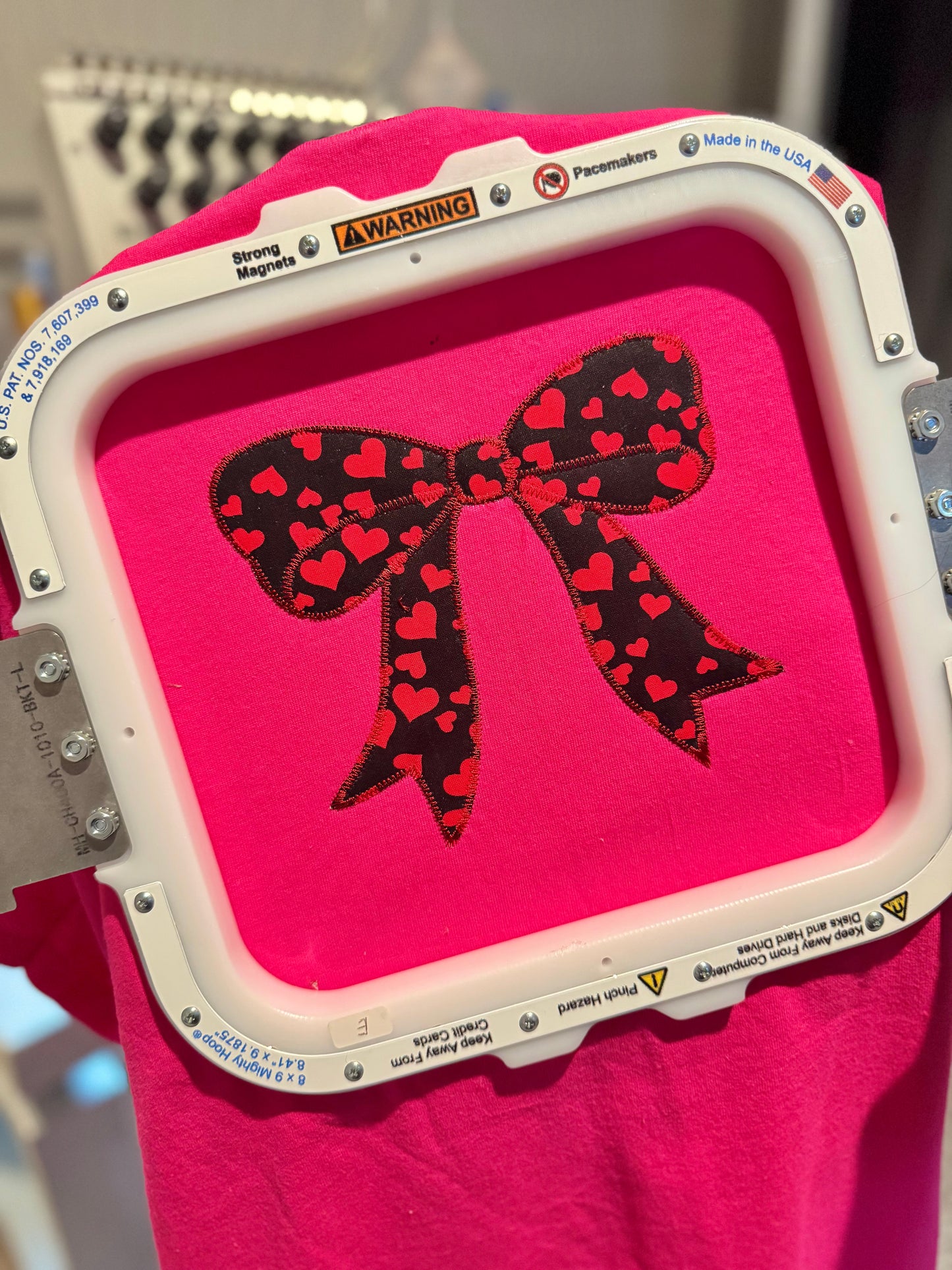 Mommy and Me Valentines Embroidered Bow