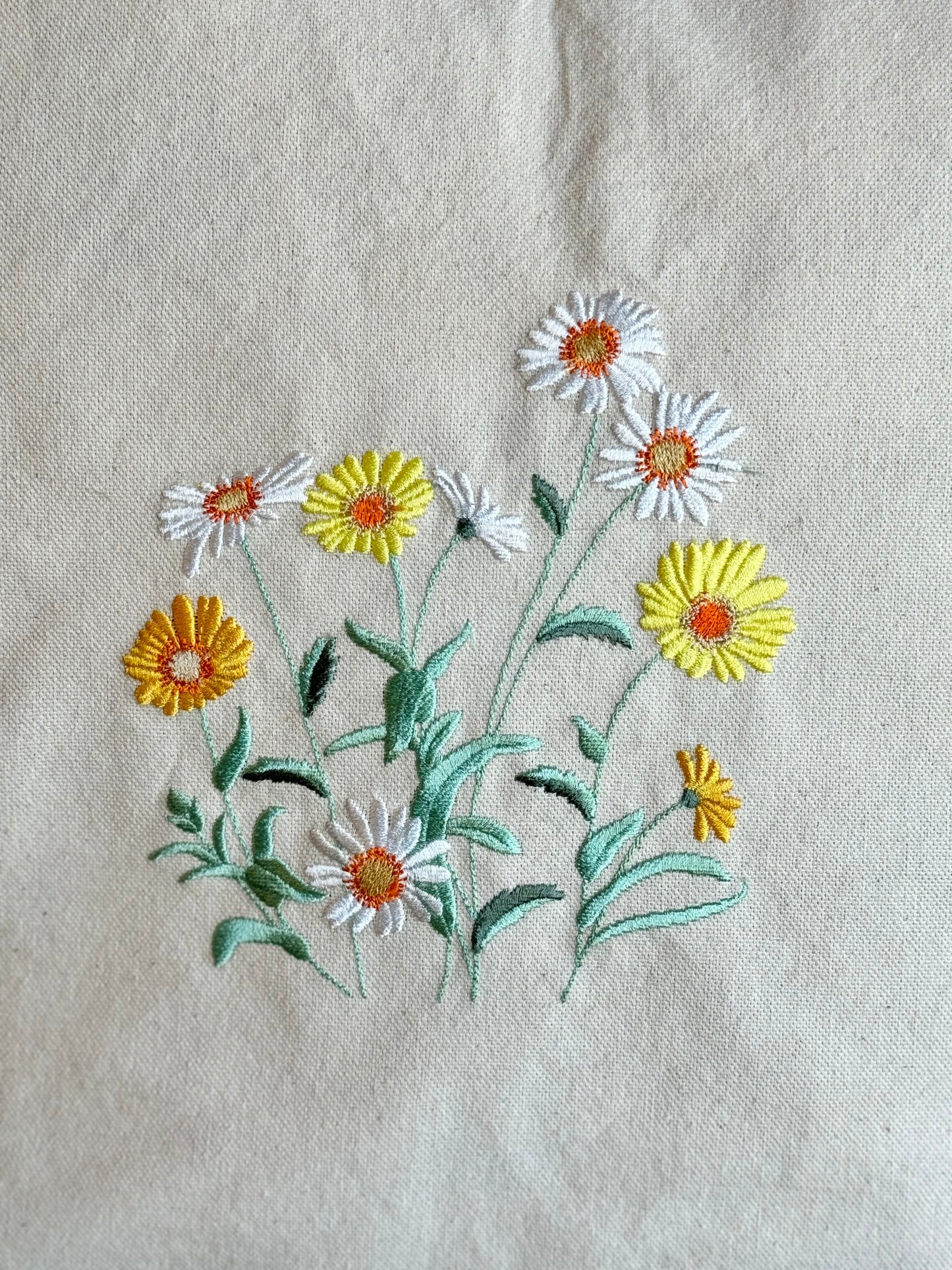 Summer Flower Embroidered Jute Tote bag