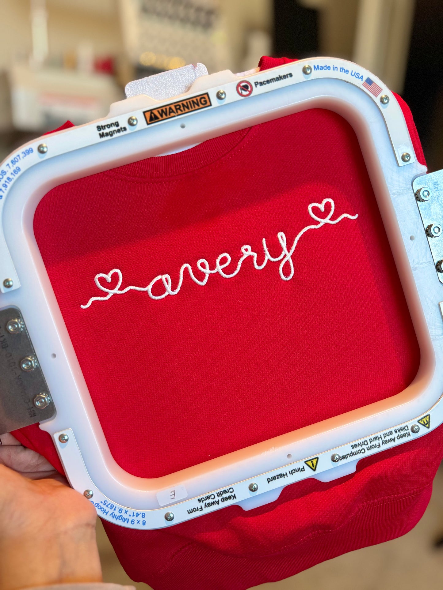 Custom Embroidered Hearts Name Sweatshirt