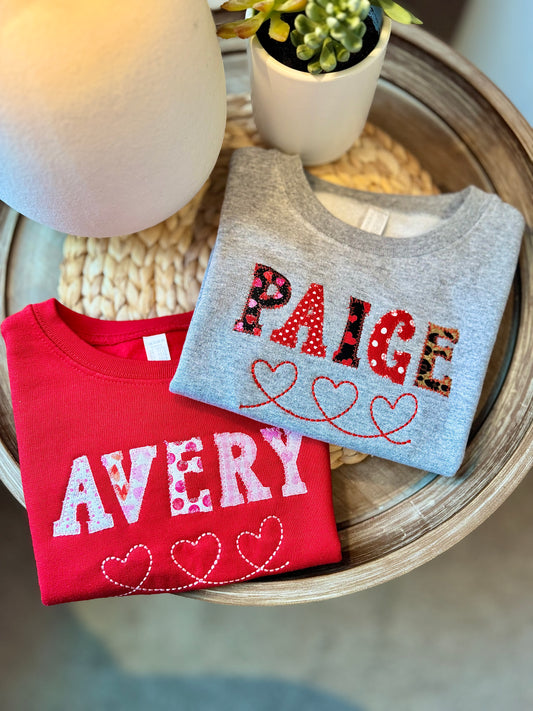 Custom Heart Prints Applique Sweatshirt