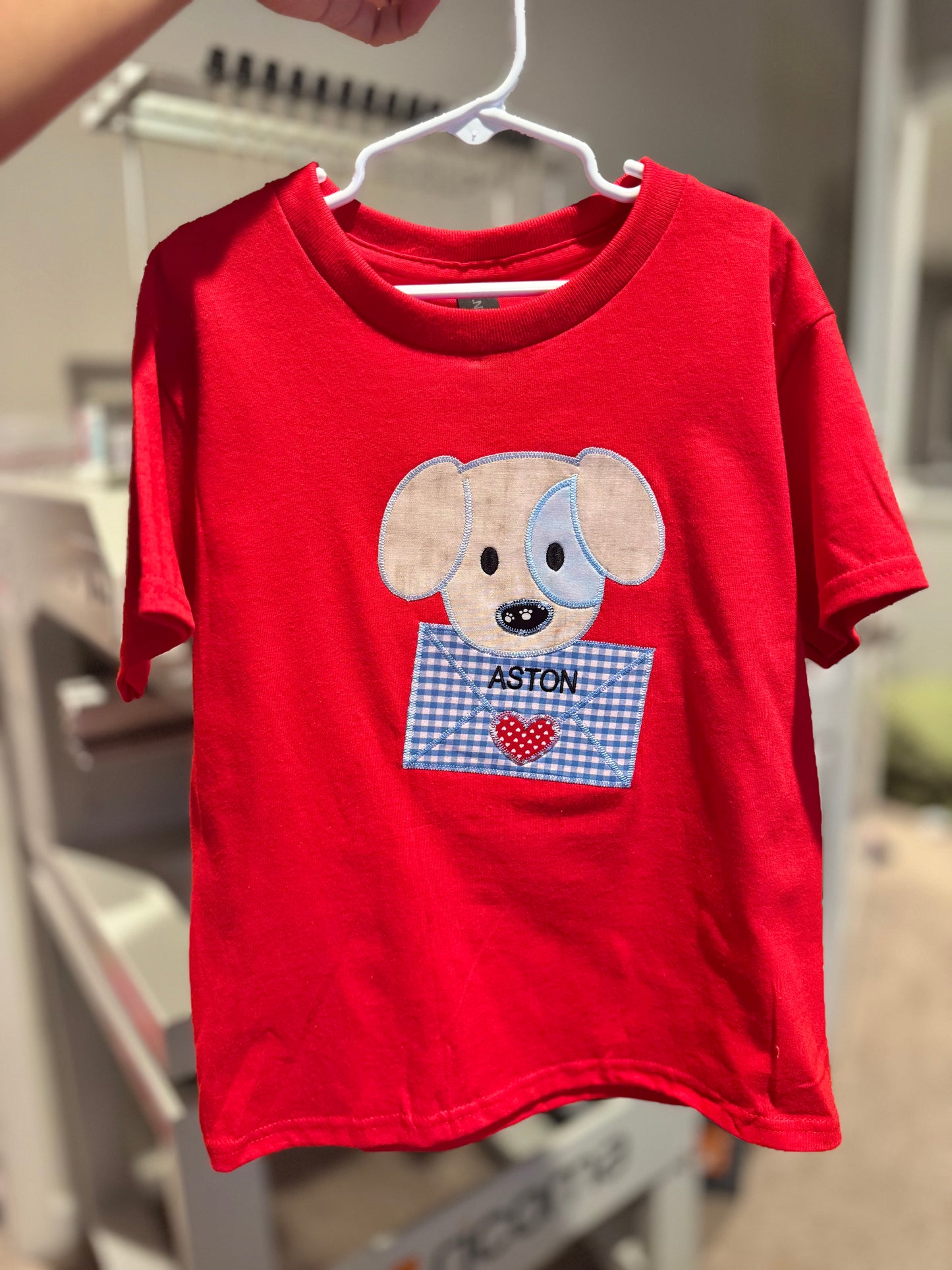 Embroidered Puppy Valentines Shirt