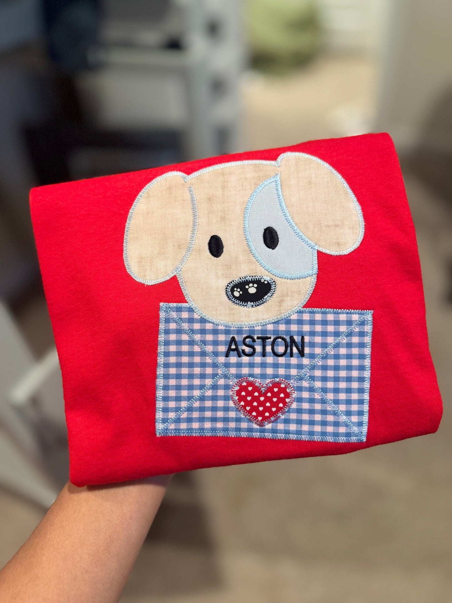 Embroidered Puppy Valentines Shirt