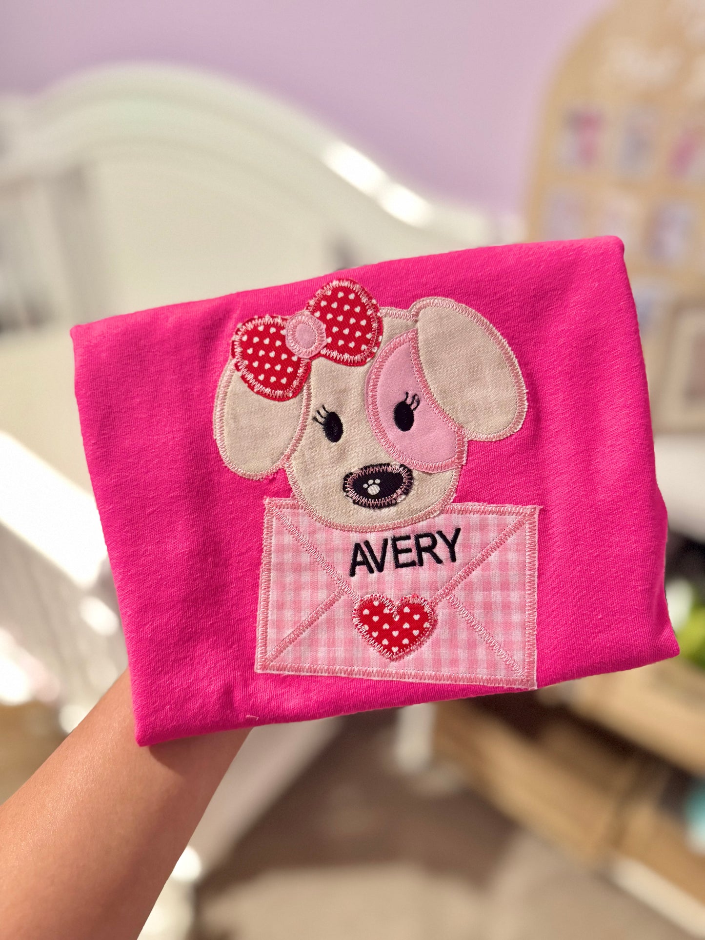 Embroidered Puppy Valentines Shirt
