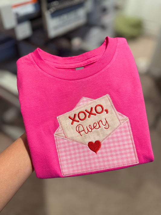 Custom Heart Mail Applique T-Shirt
