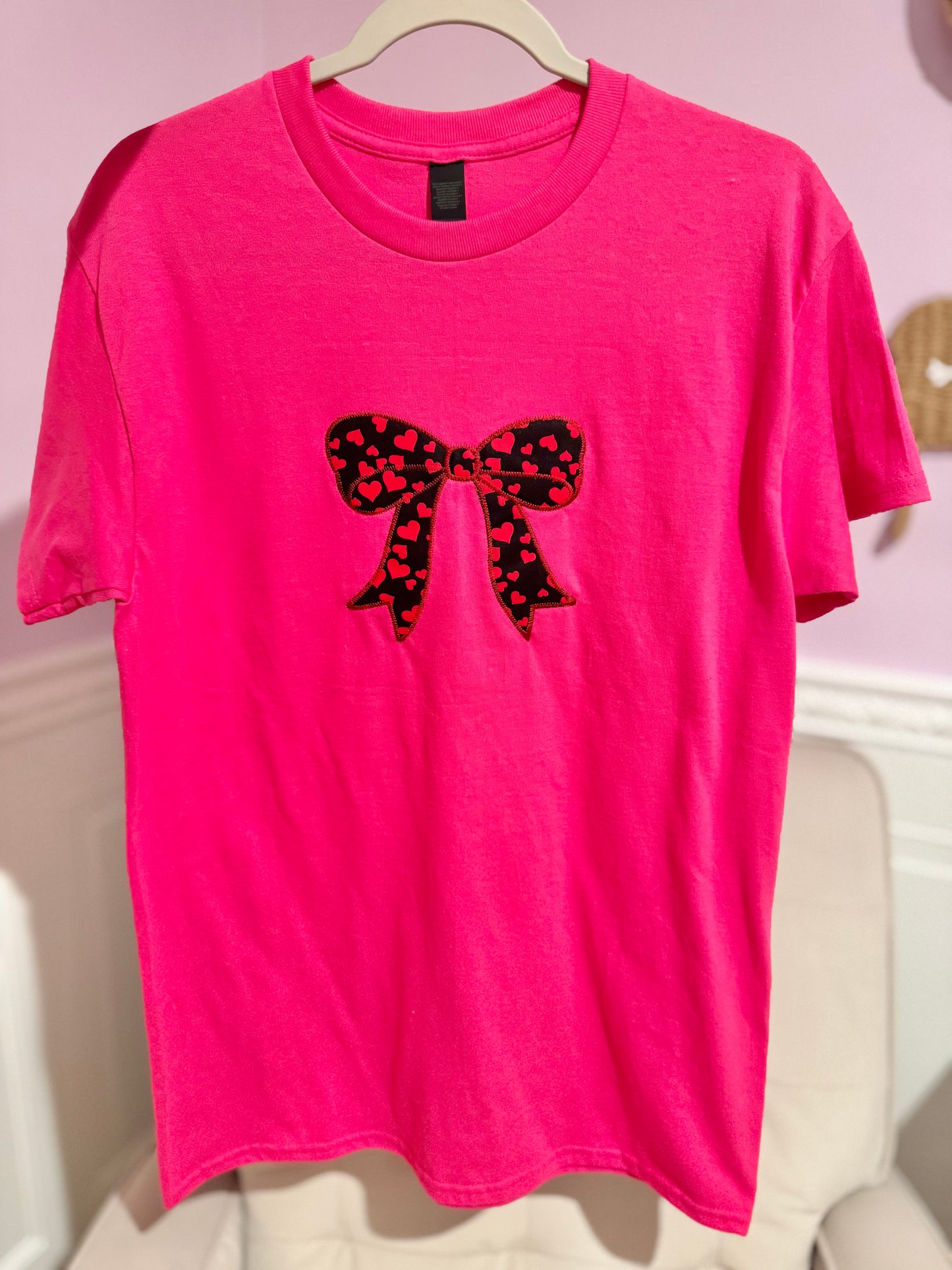 Mommy and Me Valentines Embroidered Bow