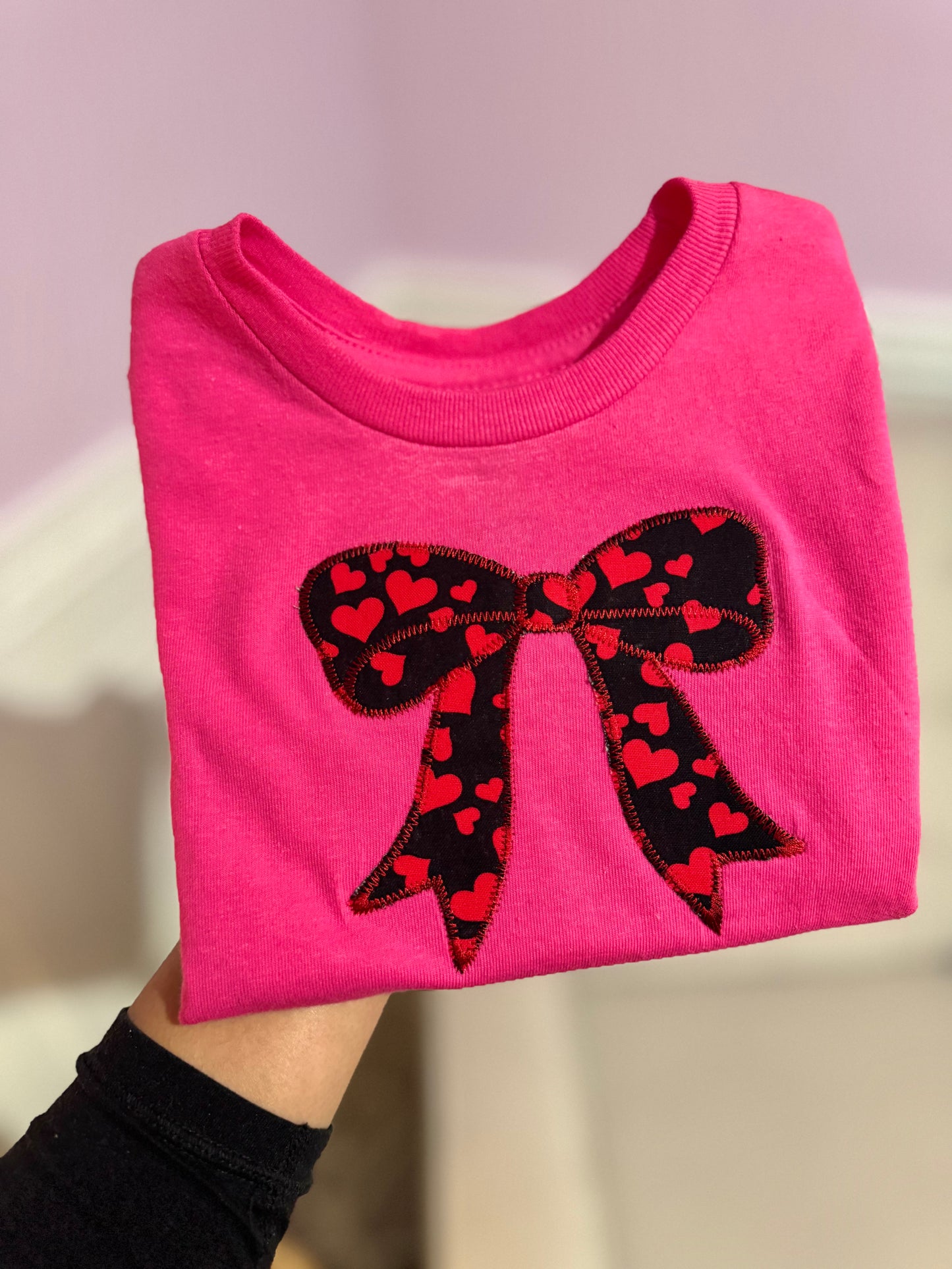 Mommy and Me Valentines Embroidered Bow