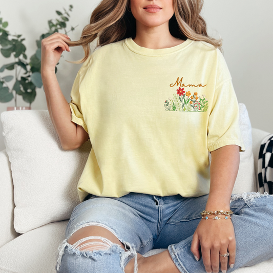 Personalised Floral Embroidered Name T-shirt