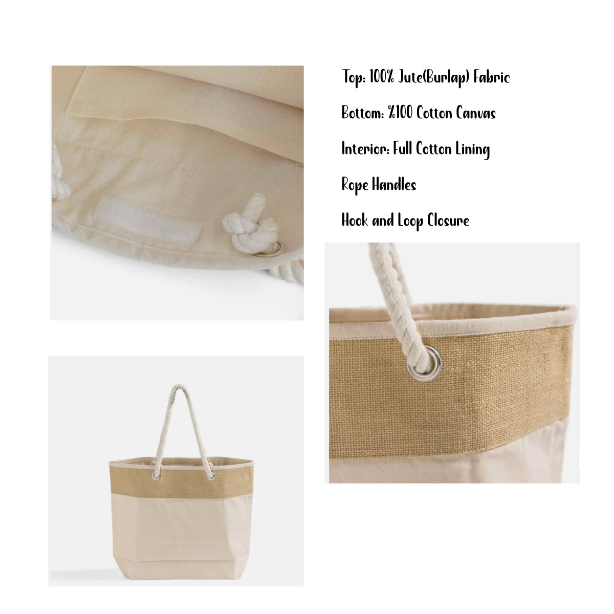 BEACH CHAIR EMBROIDERED CANVAS ROPE TOTE BAG