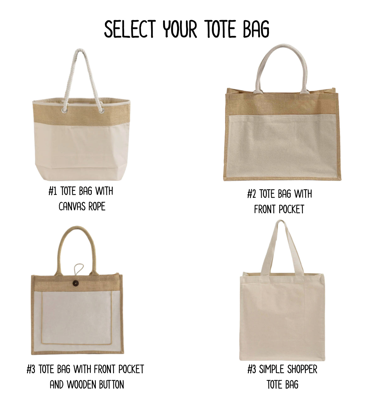 PERSONALISED MONOGRAM NAMES TOTE BAGS