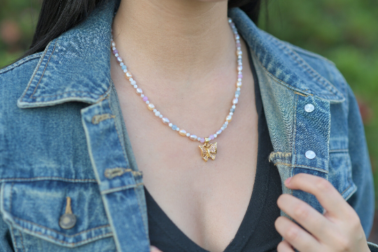 Custom Pendant Necklace with Freshwater Pearls and Gemstones