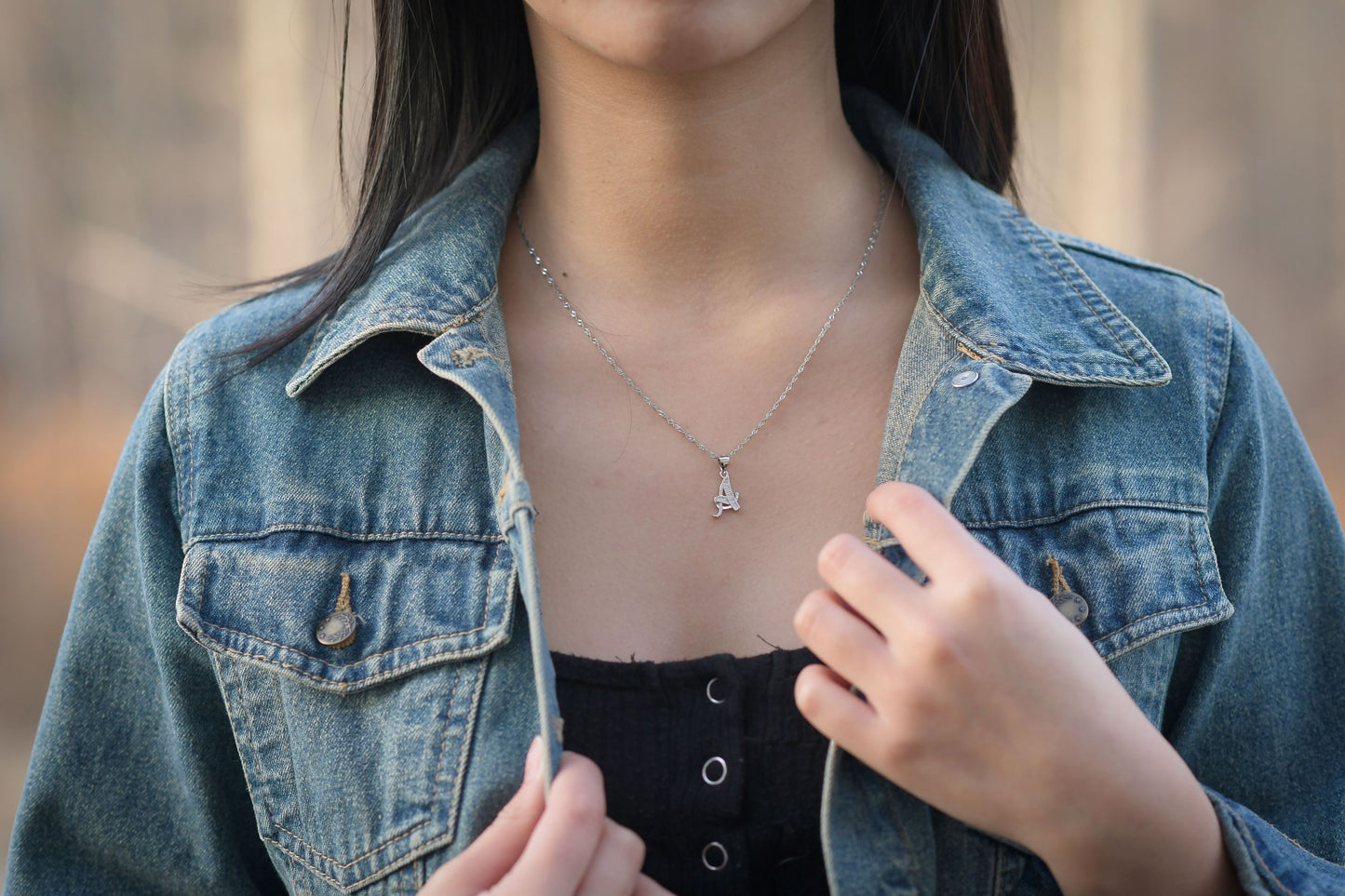 Sterling Silver Initial Letter Necklace