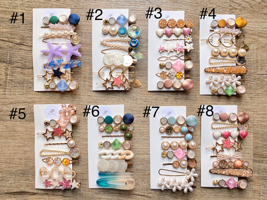 Acryllic Resin Hair Clips Set