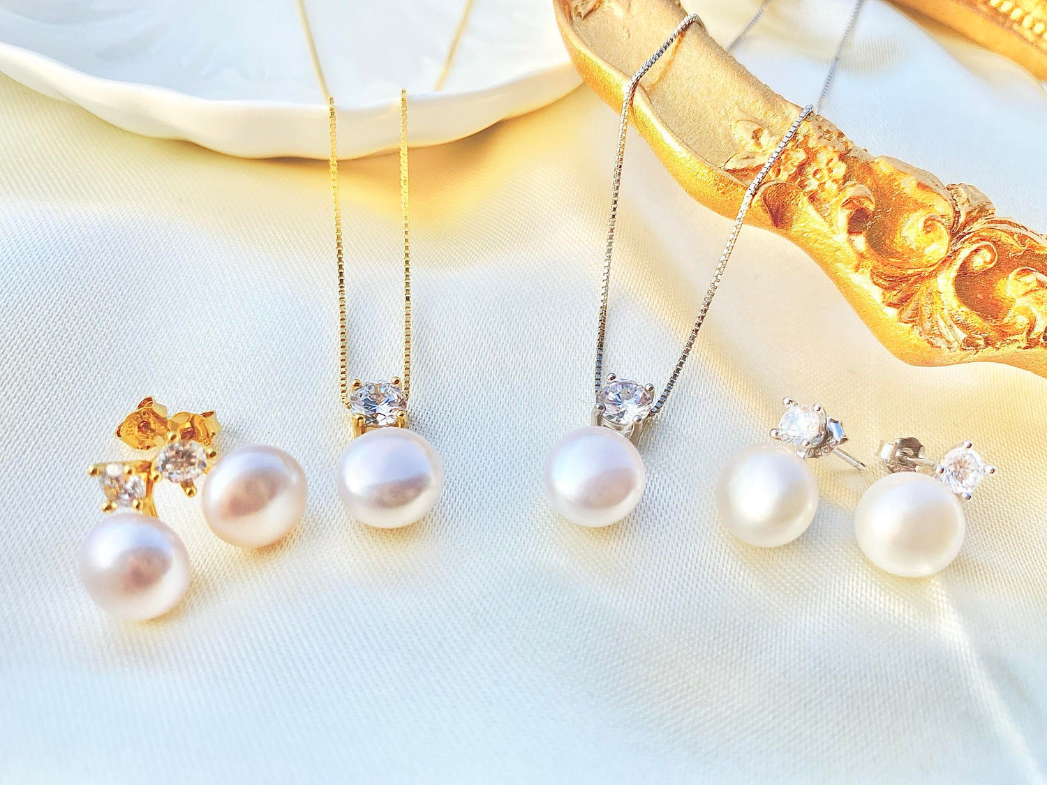MAMA-FRESH WATER PEARL EARRINGS and NECKLACES