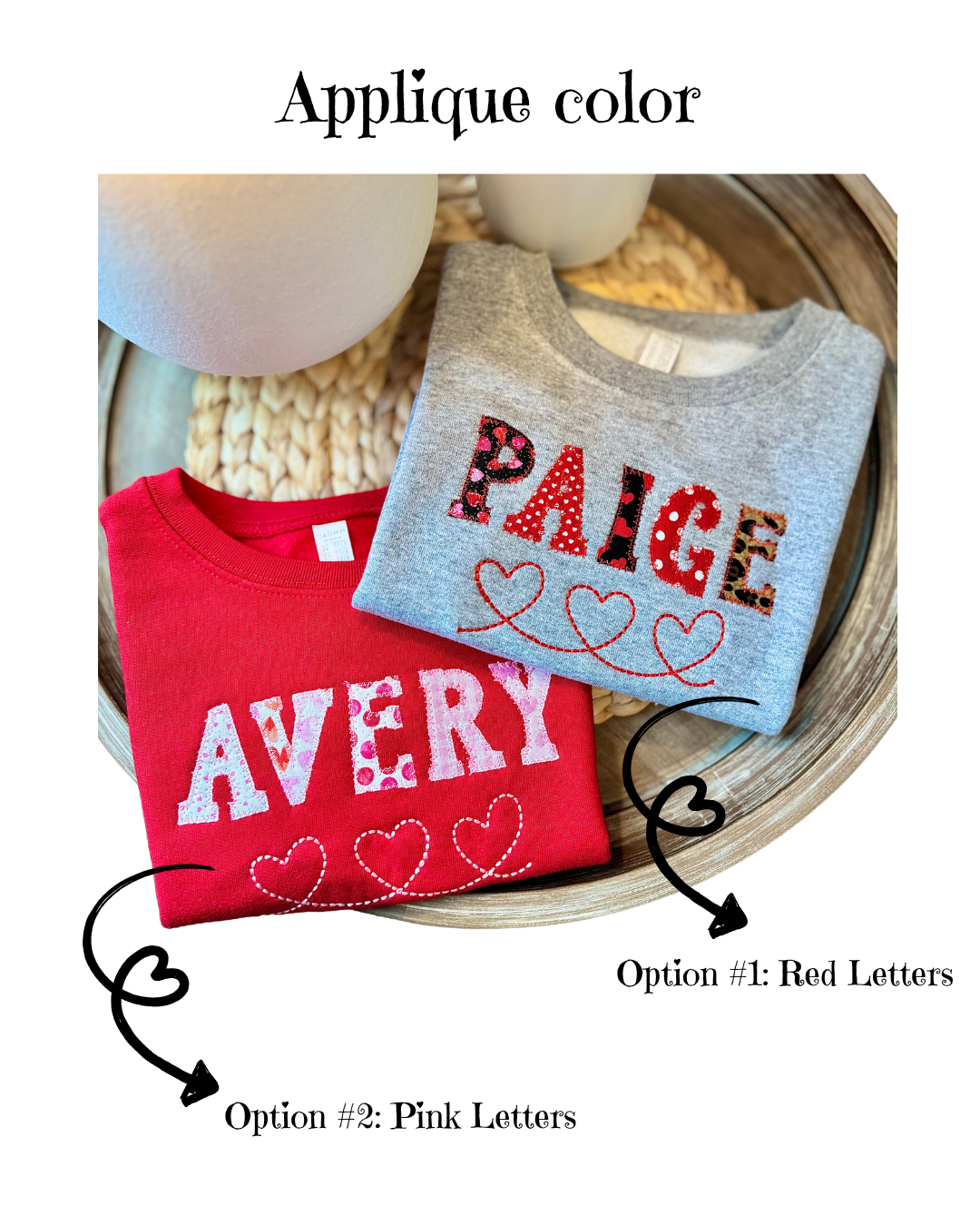 Custom Heart Prints Applique Sweatshirt