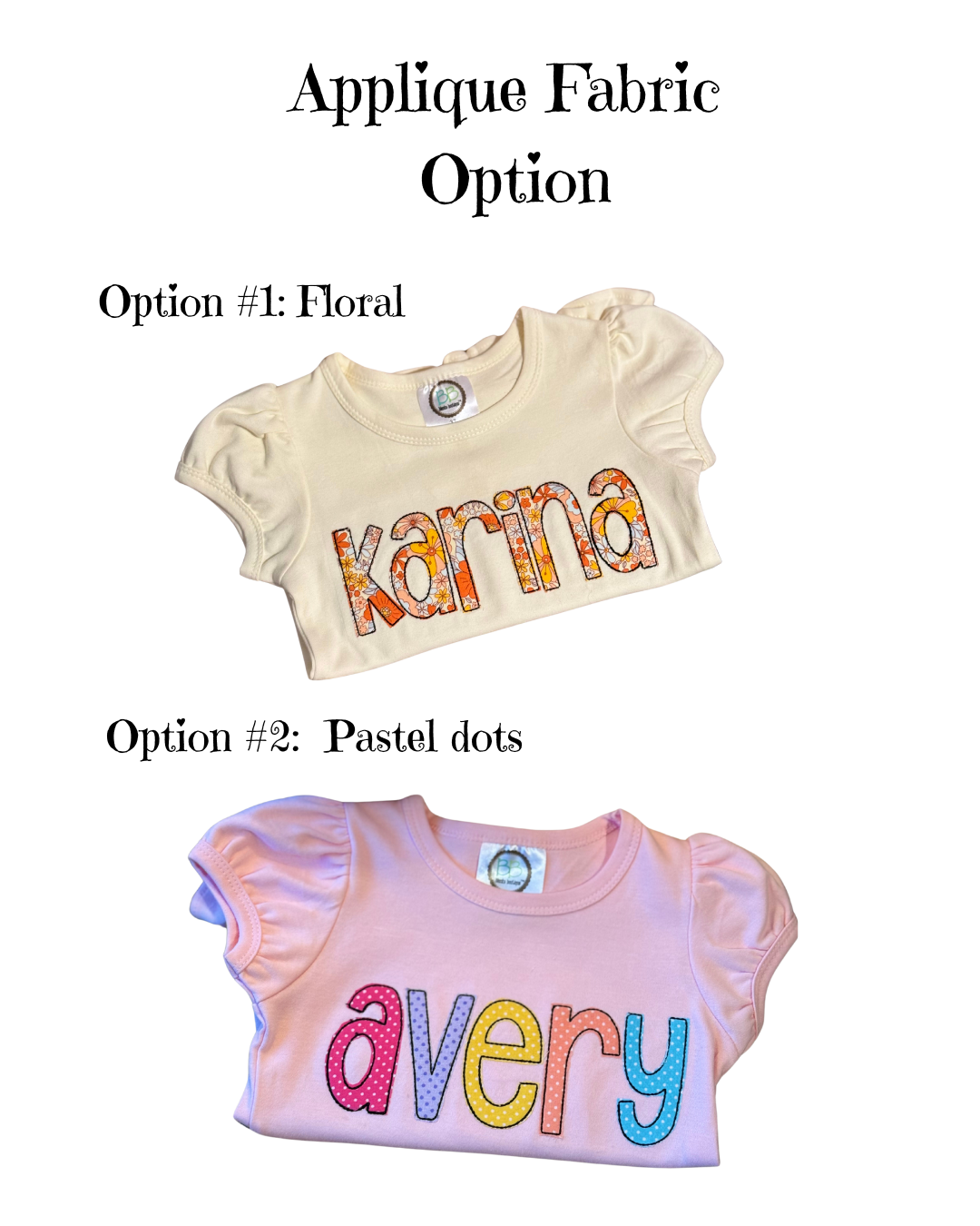 Custom Girls Applique name T-shirts