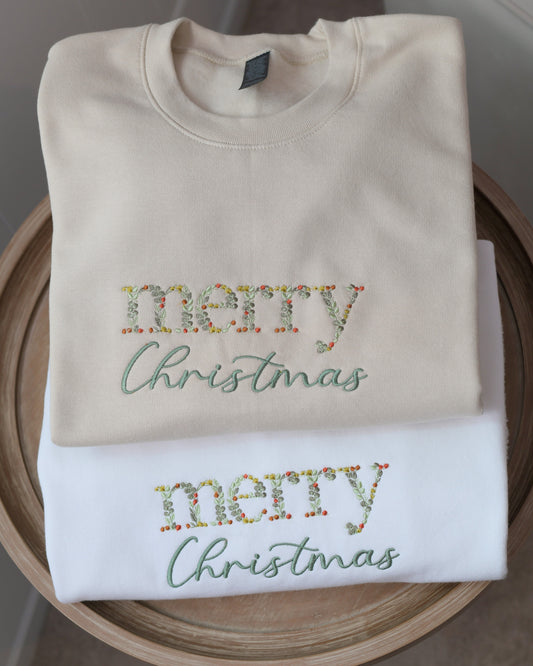 Merry Christmas Embroidered Sweatshirt