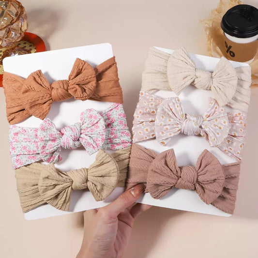3 pcs. Baby Headbands Set, Big Bows Headband, Baby Girl Knit headbands