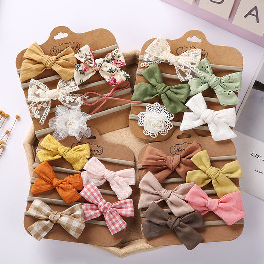 5 pcs. Soft Nylon Baby Headbands, Soft Newborn Bow Headbands
