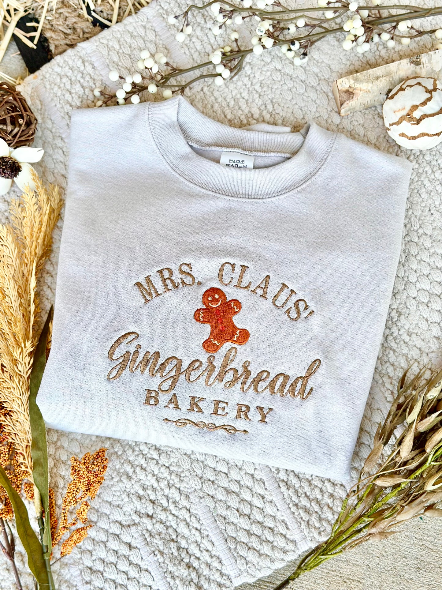 Gingerbread Christmas Embroidered Sweatshirt