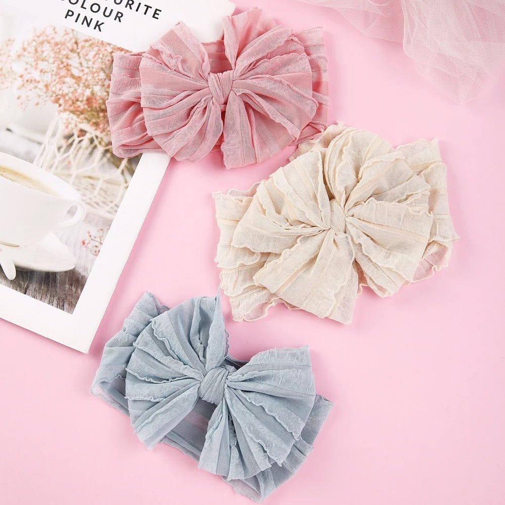 Big Ruffle Bow Nylon headband
