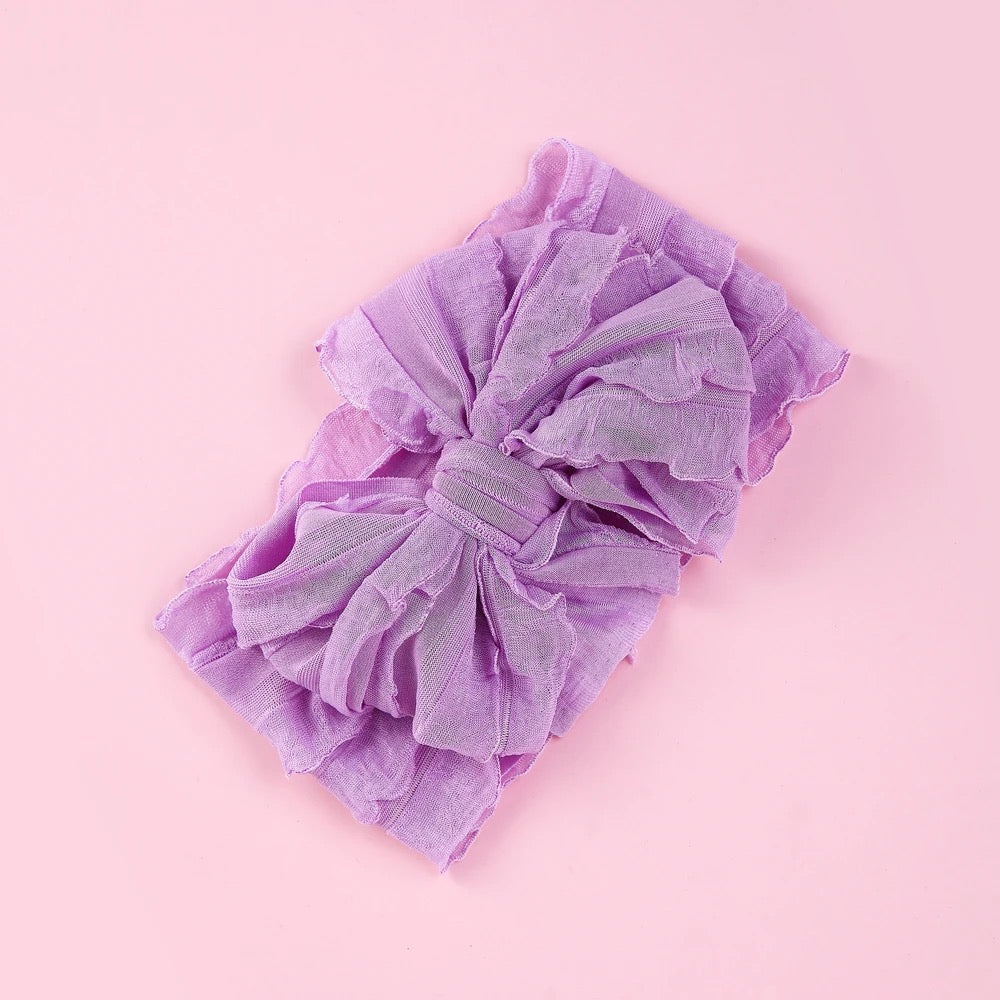 Big Ruffle Bow Nylon headband