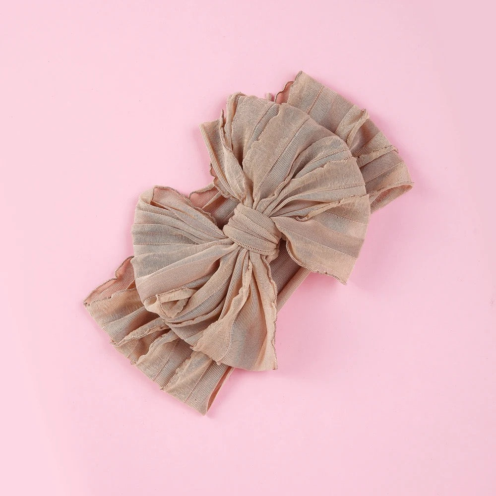 Big Ruffle Bow Nylon headband
