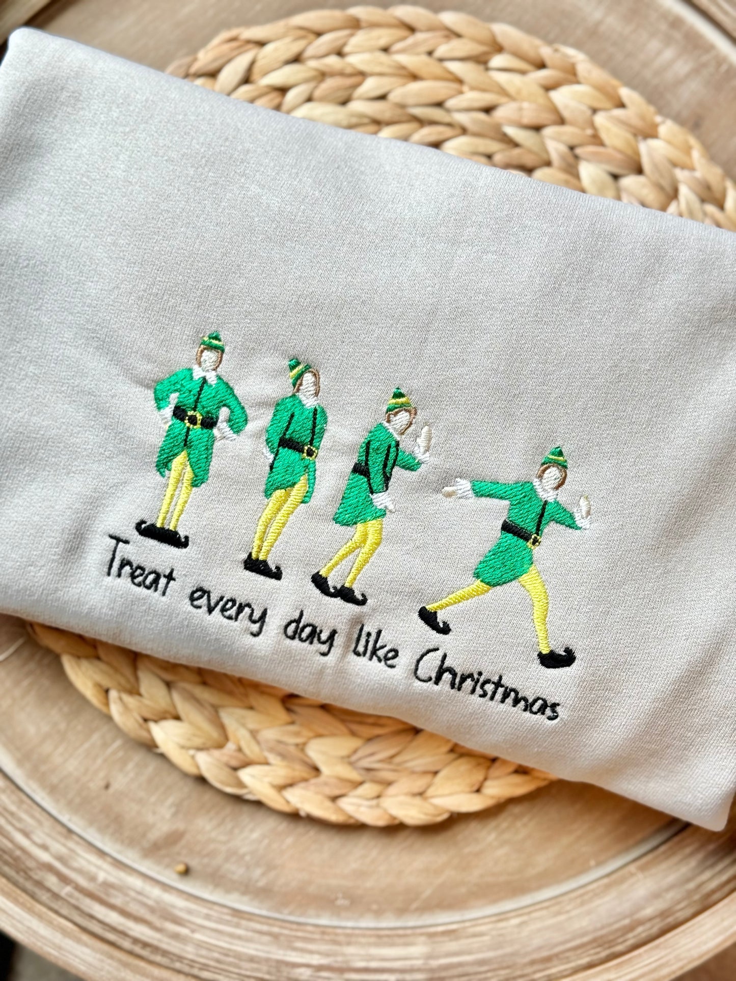Christmas Elf Embroidered  Sweatshirt