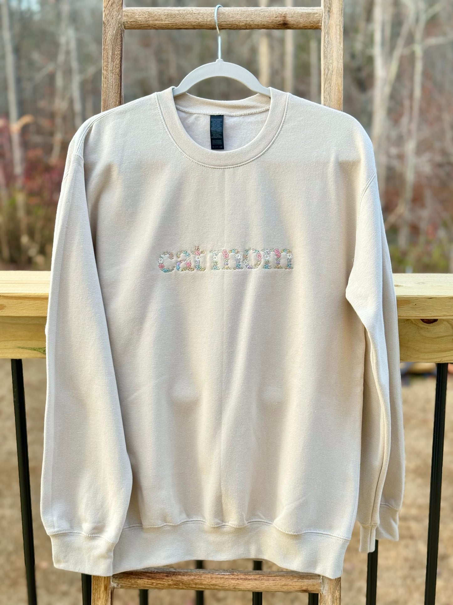 Personalised Embroidered Floral Title Sweatshirt