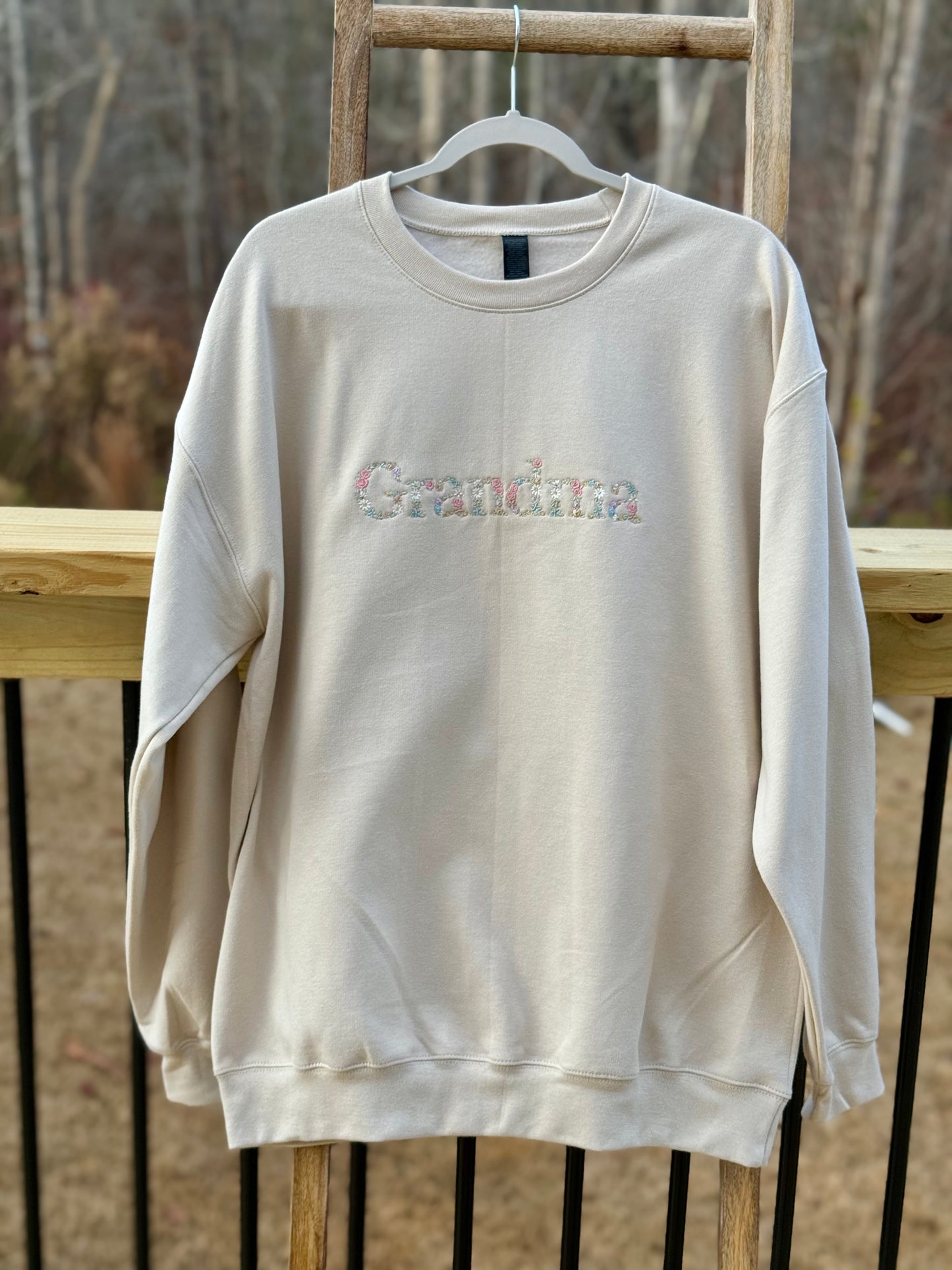 Personalised Embroidered Floral Title Sweatshirt