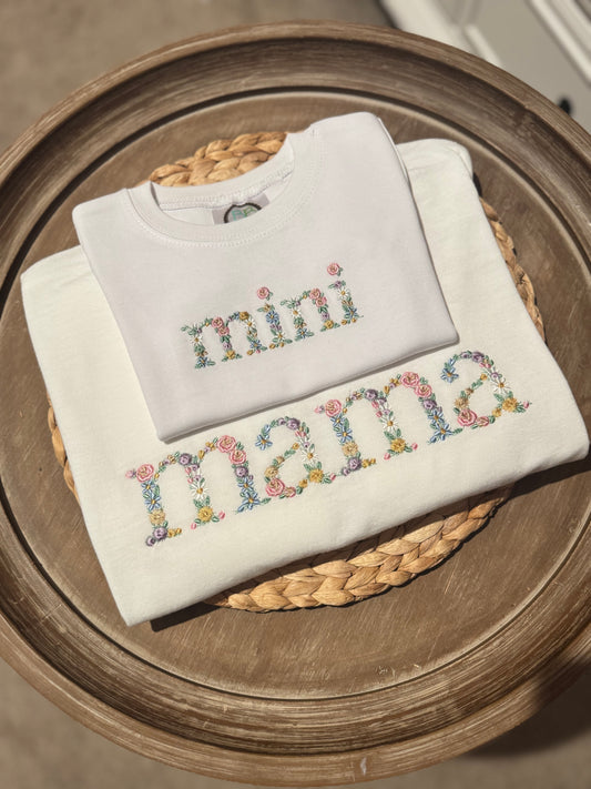 Mama and me Floral Embroidered T-shirt
