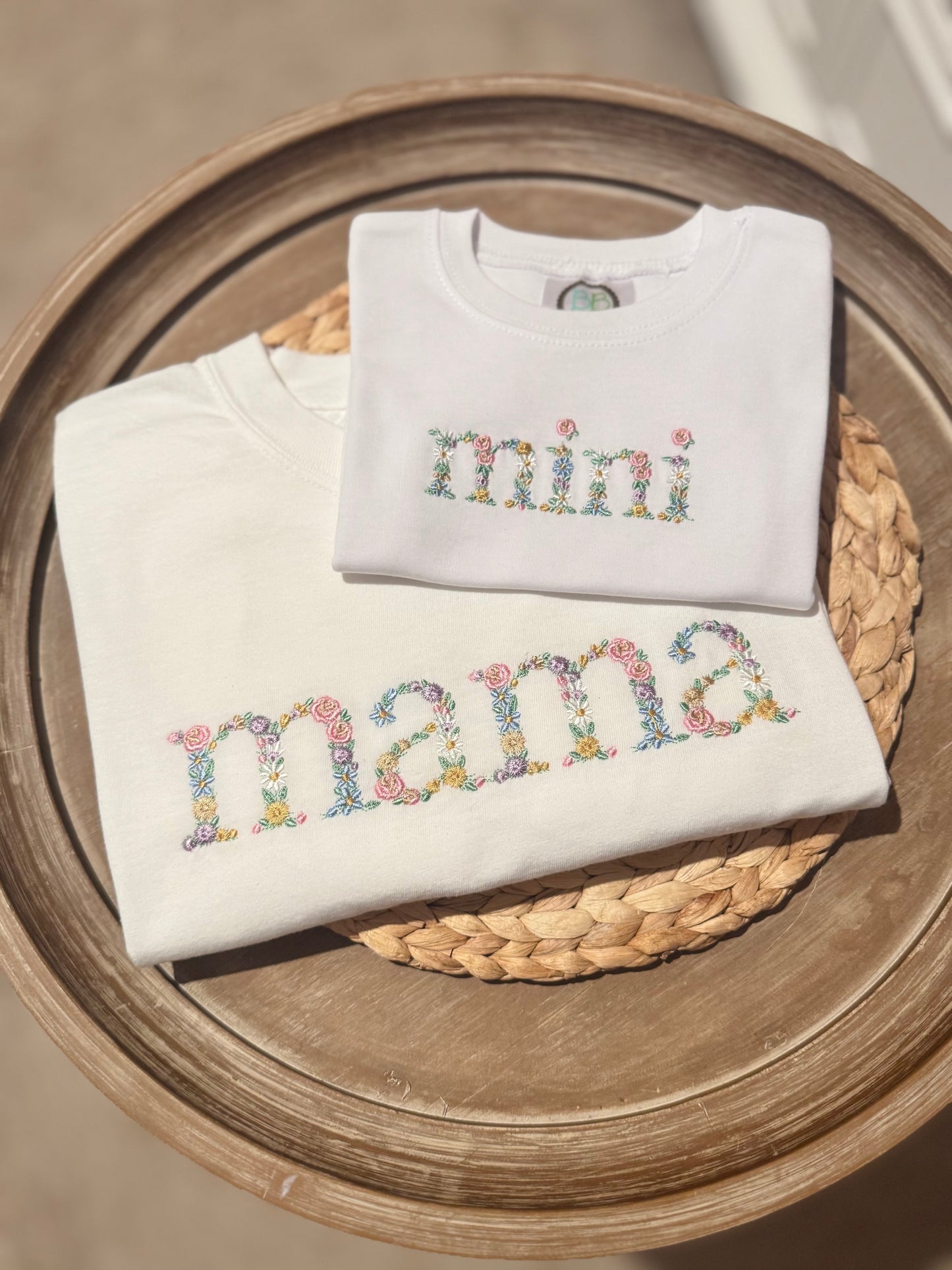 Mama and me Floral Embroidered T-shirt
