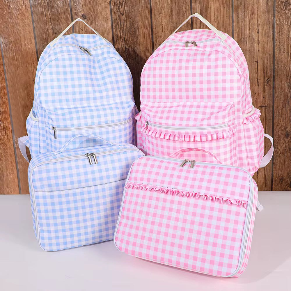 Gingham Backpack Lunchbox Set