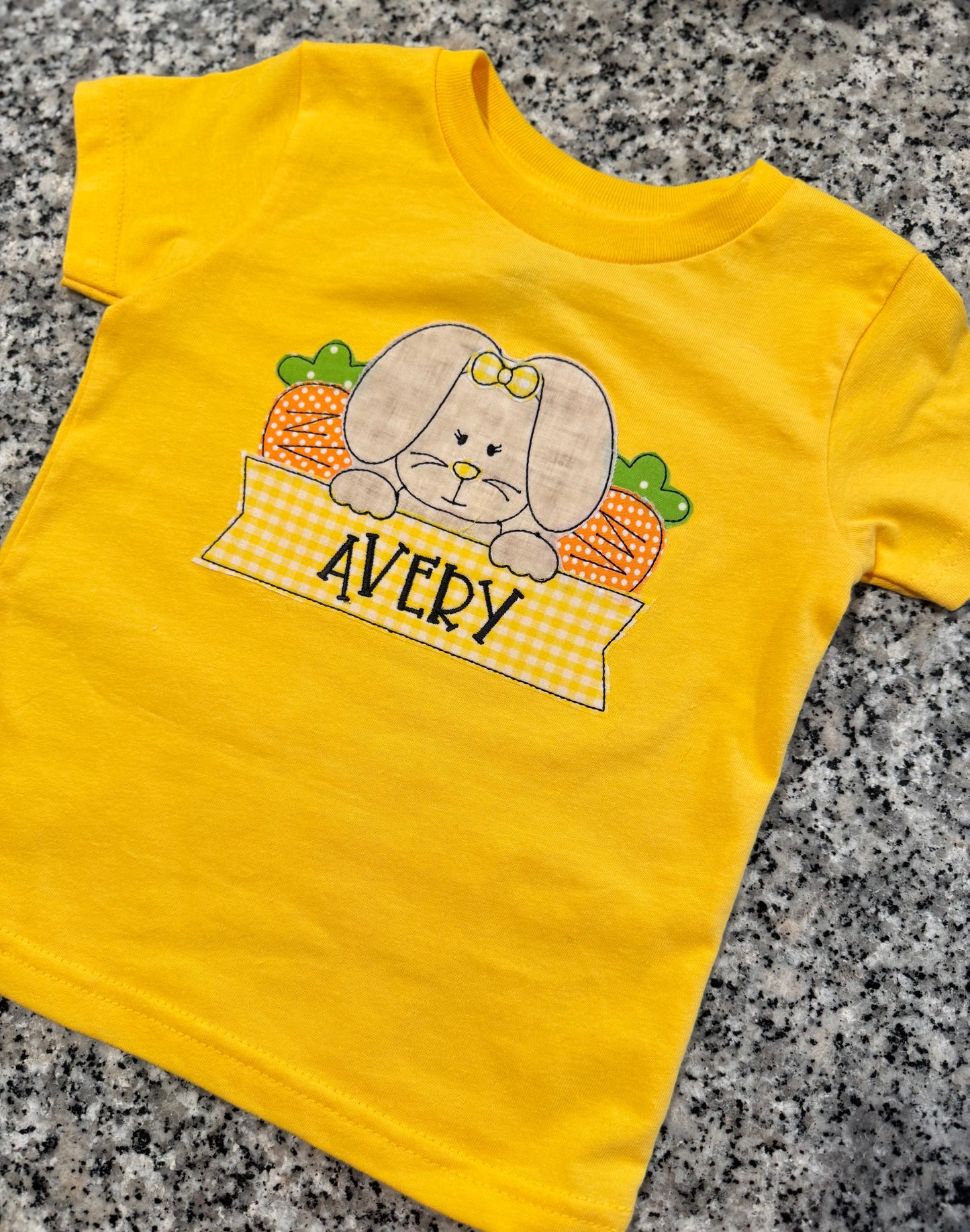 Bunny Banner Name Applique T-shirt