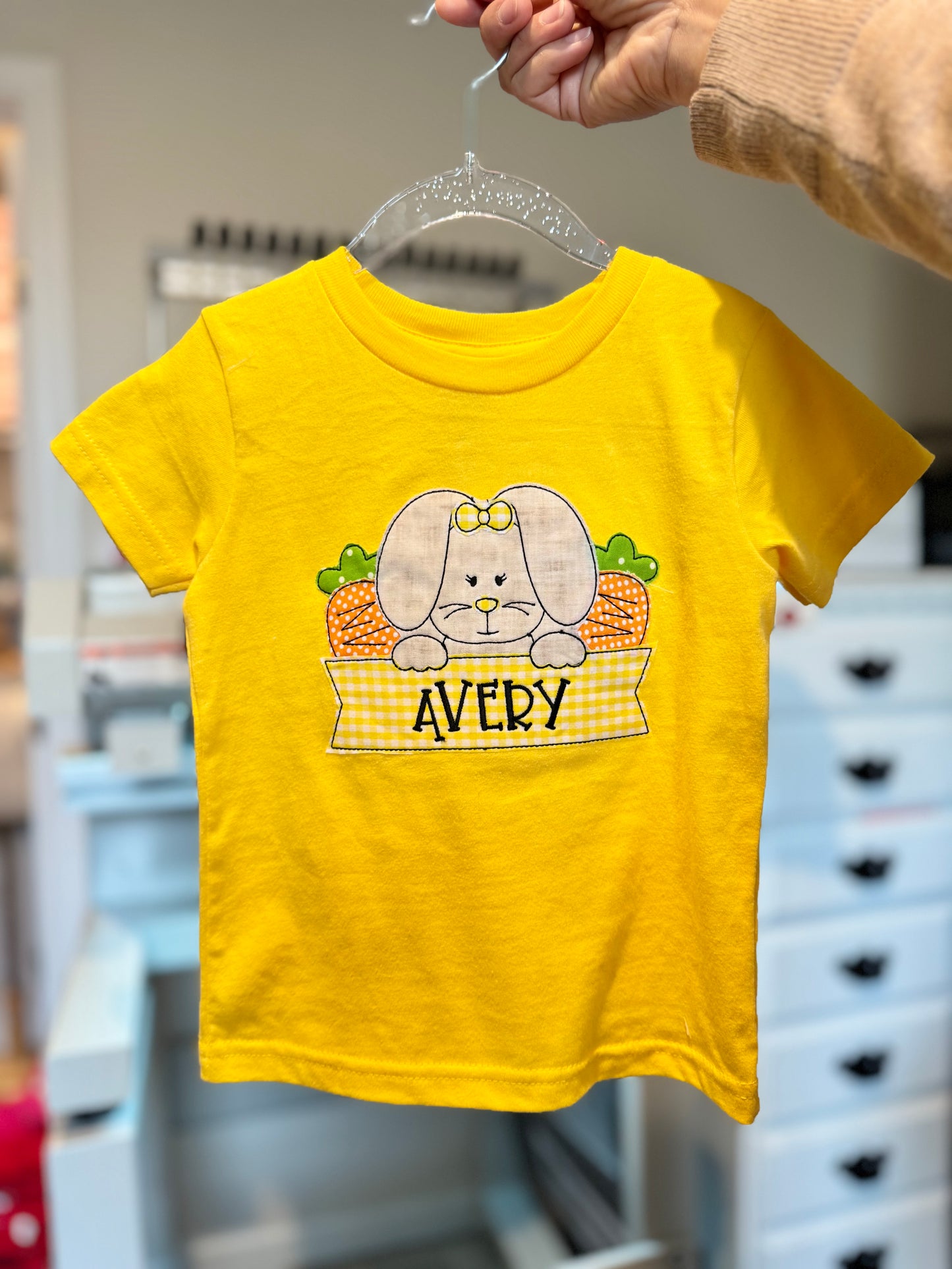Bunny Banner Name Applique T-shirt