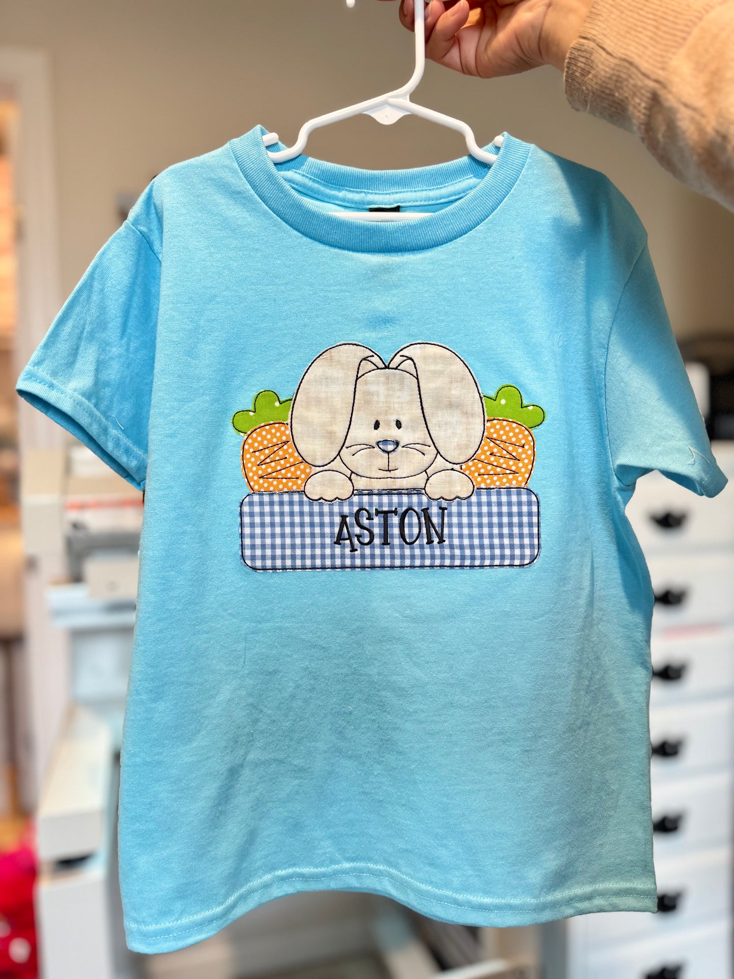 Bunny Banner Name Applique T-shirt