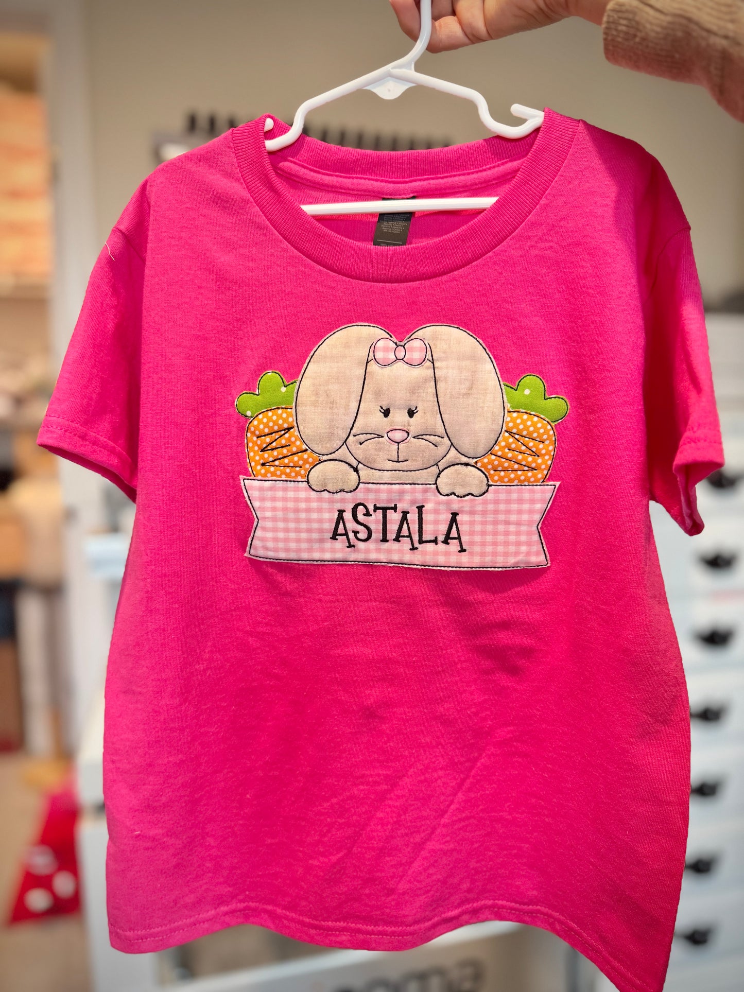 Bunny Banner Name Applique T-shirt