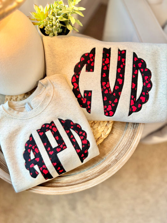 Mama and Mini Matching Valentines Day Monogram Sweatshirts