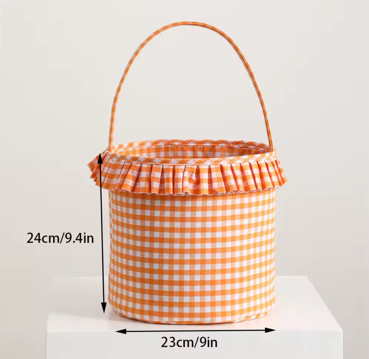 Ruffle Plaid Embroidered Name Holloween Basket