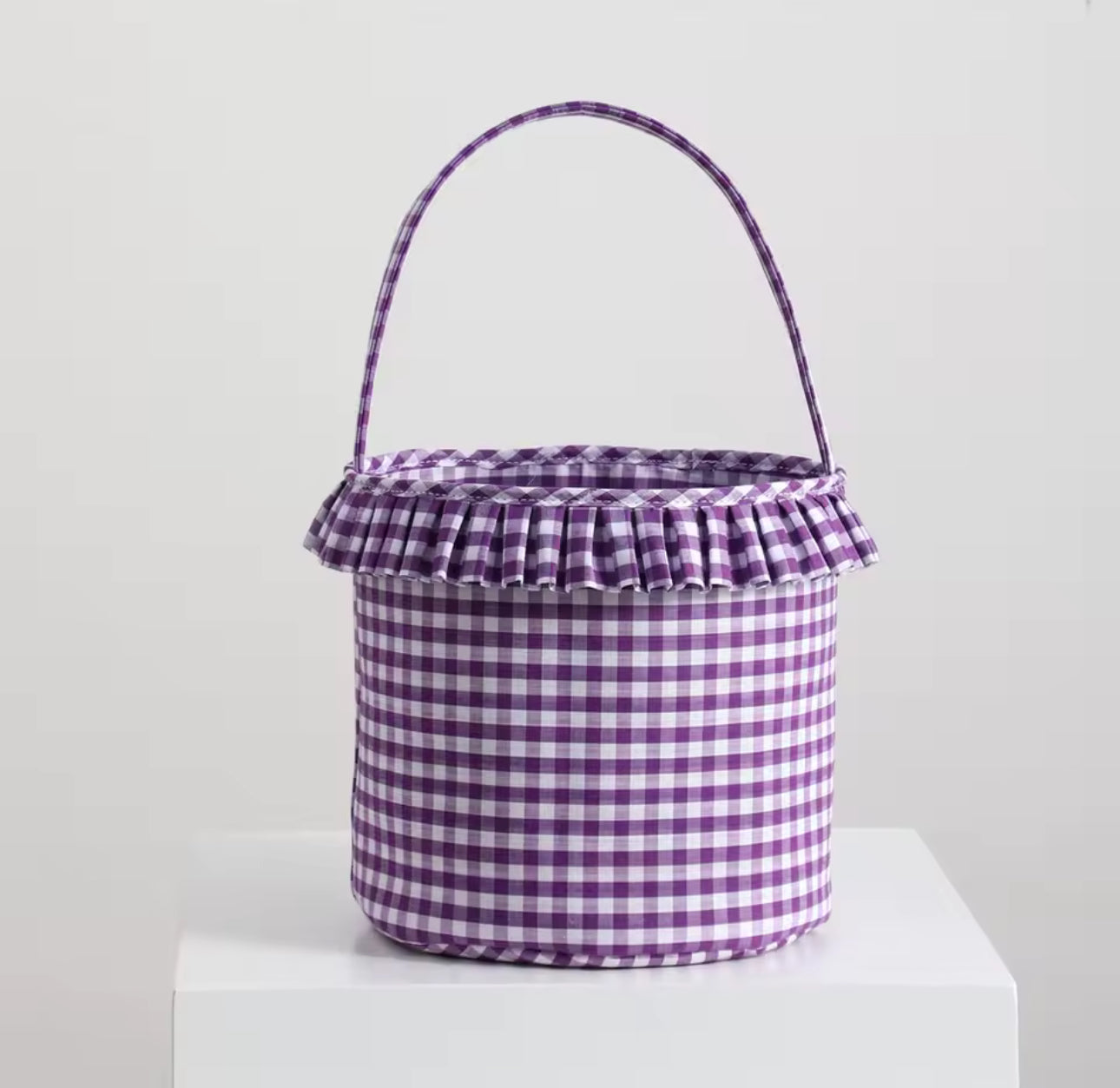 Ruffle Plaid Embroidered Name Holloween Basket