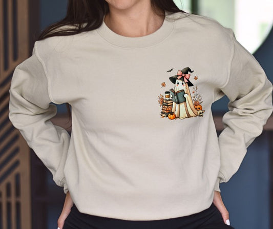 Spooky ghost book lover sweatshirt