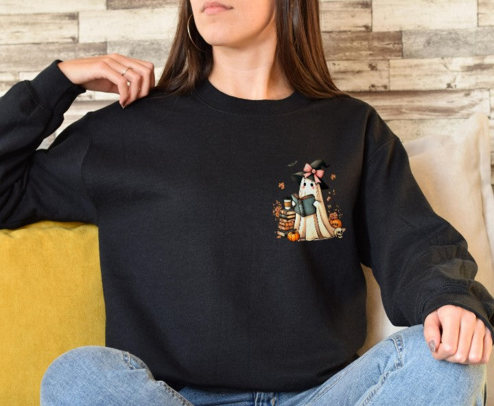 Spooky ghost book lover sweatshirt